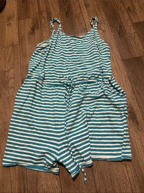 torrid Teal and White Striped Girls' Romper